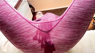 A petite girl with a red head gets horny and plays with her ass