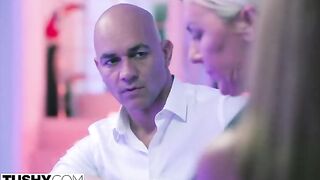 The stunning Agatha gets her tight ass gapped by a huge cock in an intense scene