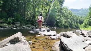 Amateur couple AmyGabe fucked outdoors on their mountain hike