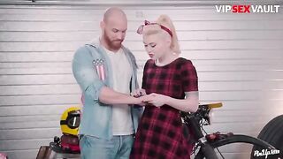A classy girlfriend, Misha Cross, is having sweet sex before a date
