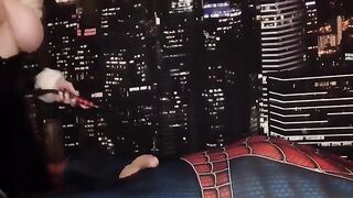 Black Cat gets Spider-Man's fluid in a steamy latex scene