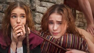Hermione Granger tries out a new spell and gets fucked on the couch