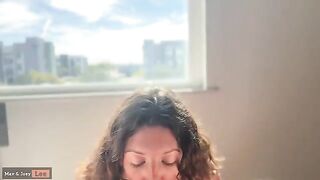 A cute wife shows off her skills in front of strangers passing by