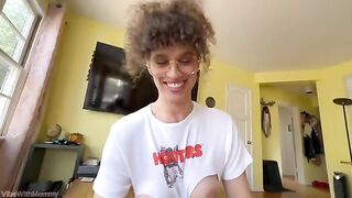 The guy made a mess on the computer, the stepmom began to punish him