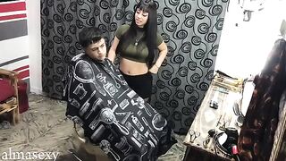Argentine chick gets fucked in the barbershop by a huge dick