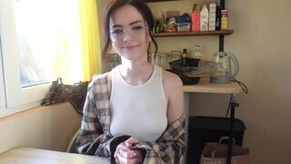 A nerdy girl shows her real face in anal sex with a strapon