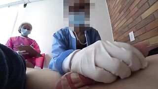 Two wild nurses get my cock in public. Wild Hospital Sex