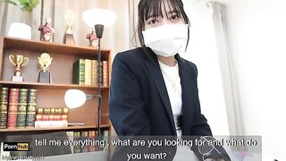 The gardener has a steamy encounter with the Asian teacher in a classroom setting