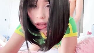 My stepsister, a hot Brazilian, asked me to cum on her face