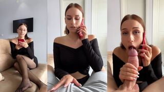 My boyfriend sent me to cheat! I told on the phone about intense throat action!