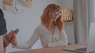 A young cute babe got fucked on a zoom meeting and got cum inside her pussy