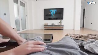My stepsister serves my big cock while my parents are away