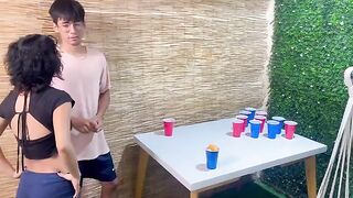 A game between stepbrothers ended up in the girl's pussy with cum