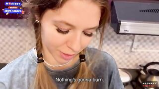 The flatmate-girl doesn’t mind periodic fucking in the kitchen