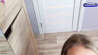 A pretty woman tries on sexy lingerie and gets fucked in POV