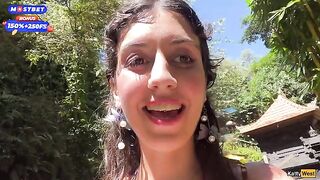 Public blowjob and cumwalk in the middle of a crowded waterfall area