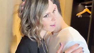 The wife was out and met someone new, coming home in sexy dress