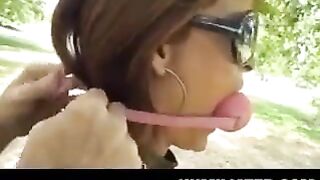 The dominatrix has her fun with girls tied up by bonds