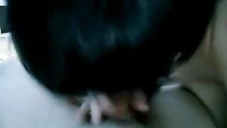 Drunk brunette wakes her husband with a blowjob skill