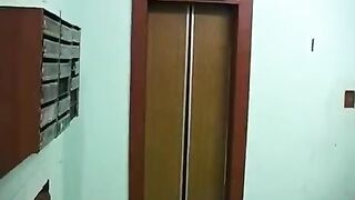 A blonde girl sucks her brother’s cock on the balcony in the morning