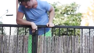 A neighbor guy fucks busty brunette with natural tits hard