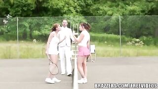 A girl received a tennis lesson from her rich friend's uncle