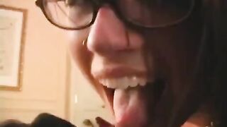 The fool was happy in glasses and when they were given to lick
