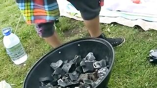 A group of Russian students tried to fuck with a girl in nature