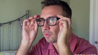 The guy tore off red underwear from a girl and fucked her on the bed