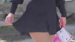 A beautiful girl appears on the camera and slowly removes her clothes