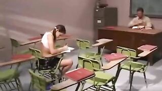 The teacher pushed the cancer into a student's mouth