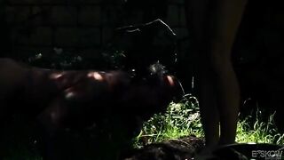 Appetizing blonde girl was fucked in the garden