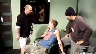 Bukakke in the mouth - a man's hot sperm after sex