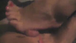 The man came home and his girl was jerking herself with a toy