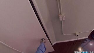 Fucked in stockings by a depraved whore who loves to suck dick