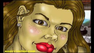 A black man fucks his wet and juicy cunt in the comic