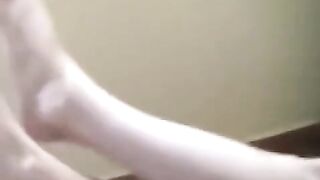 A naked sister got burned after smoking a cigarette