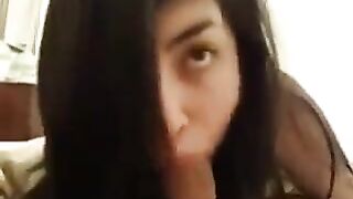 A lesson in giving a blowjob to a guy from a naughty girl