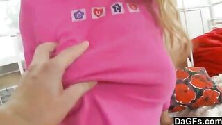 Sweet girl has an experience with erotic toys