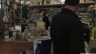 A girl was roughly fucked right in the shop