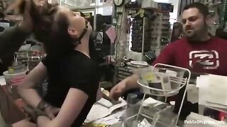 A girl was roughly fucked right in the shop
