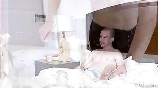 Amber Rain fucks with her husband and his friend in bed
