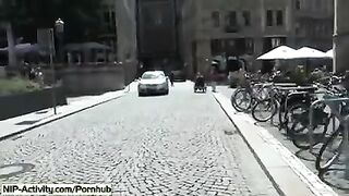 A girl showed her vagina to all the passers-by on the street