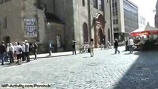A girl showed her vagina to all the passers-by on the street