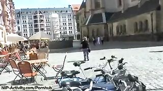 A girl showed her vagina to all the passers-by on the street