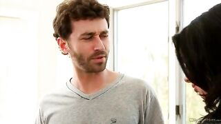 Hot brunette Veronika Avluv gets her pussy railed by two cocks in a steamy threesome