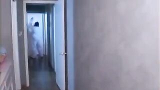 An Asian woman was fucked by a monster in the mouth