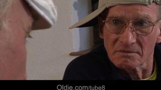 Two mature people fucked by young girlfriends with tight pussies