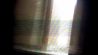 The camera is working properly. A girl is exercising naked