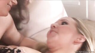 Lesbian beauties in stockings and pantyhose have a passionate sex session